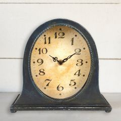 Vintage Inspired Distressed Metal Mantel Clock