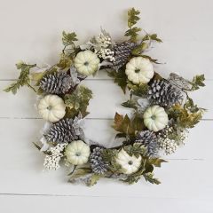 Fall Harvest Pumpkin and Pinecone Wreath