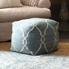 Wool Teal Pouf