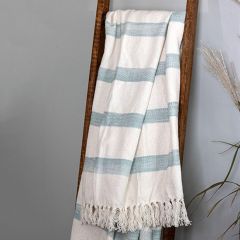 Ombre Stripe Fringed Throw Blanket