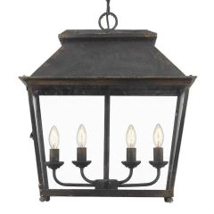 4 Light Lantern Pendant Antique Black