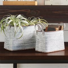 Galvanized Metal Baskets Set of 2