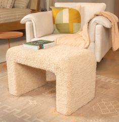 Boucle Upholstered Modern Waterfall Bench