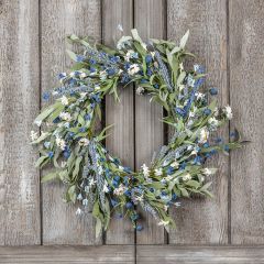 Daisies and Mixed Blues Wreath