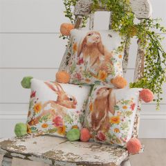 Daisy Bunny Mini Pillow With Poms Set of 3