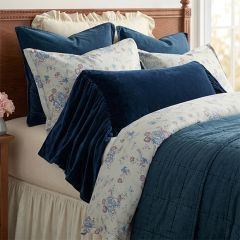 Dark Blue Long Ruffle Velvet Accent Pillow