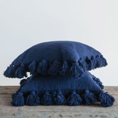 Dark Cotton Pillow With Tassels