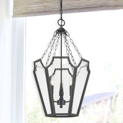 Dark Metal and Glass 3 Light Chandelier