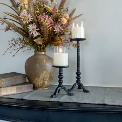 Dark Metal Tripod Pillar Candle Stand