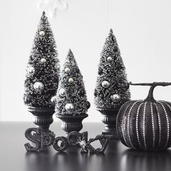 Dark Tabletop Bottlebrush Trees Set of 3