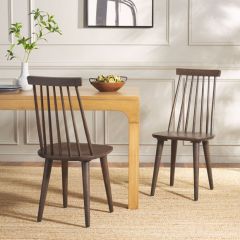 Dark Walnut Spindle Dining Chair Set of 2
