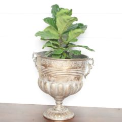 Embossed Metal Urn Planter