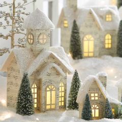 Lighted Church With Music Pattern