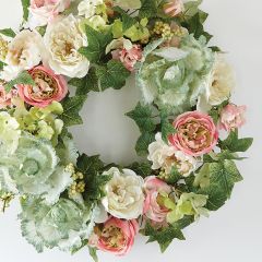 Cabbage Rose Spring Wreath