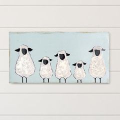 Hand Painted 5 Sheep Wall Decor