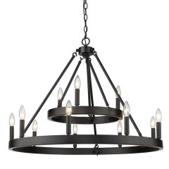 Matte Black 2 Tier 12 Light Ring Chandelier