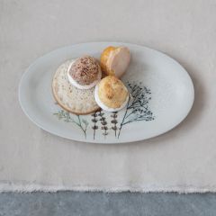 Debossed Floral Stoneware Platter