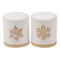 Debossed Snowflake Stoneware Salt And Pepper Shakers Set of 2