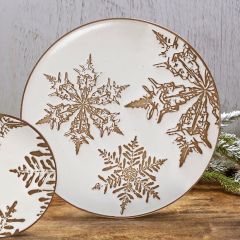 Debossed Snowflakes Ceramic Dinner Plate