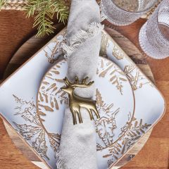 Debossed Snowflakes Ceramic Plate Set of 4