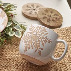 Debossed Snowflakes Stoneware Mug