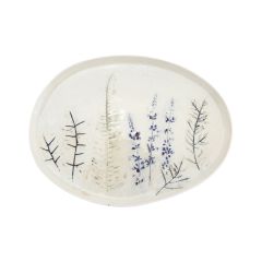 Debossed Stoneware Oval Floral Platter