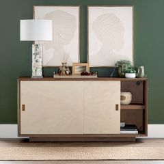 Mid Century Sliding Door Media Cabinet