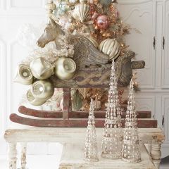 Decorative Antiqued Large Pegasus Horse on Sled