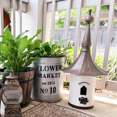 Decorative Birdhouse With Flower Perch