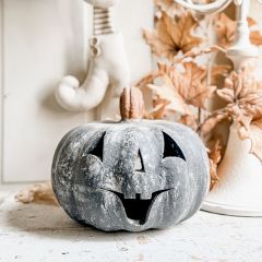Decorative Black Clay Jack O Lantern 8 inch