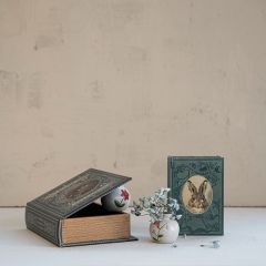 Decorative Book Box with Bird Nest and Rabbit Set of 2