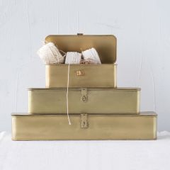 Decorative Brass Finish Box Set of 3