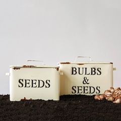 Decorative Bulbs and Seed Metal Boxes Set of 2