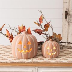 Decorative Ceramic Jack O Lantern Set of 2