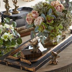 Decorative Distressed Black Mirrored Tray