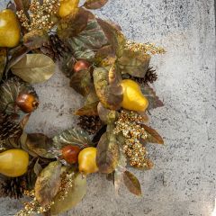 Decorative Faux Pears and Pomegranates Wreath