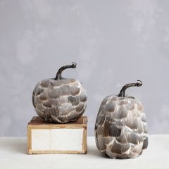 Decorative Feather Pumpkins Set of 2
