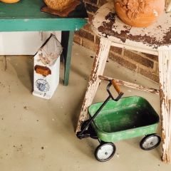 Decorative Green Metal Wagon