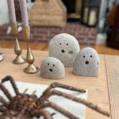 Decorative Halloween River Rock Ghosts Set of 3