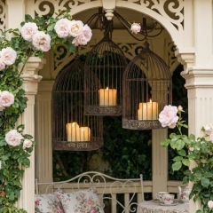 Decorative Hanging Metal Birdcage Set of 3