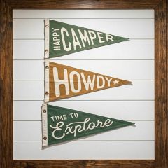 Decorative Happy Camper Pennant Flags Set of 3