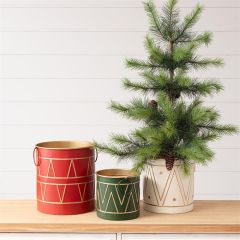 Decorative Holiday Drum Bucket Set of 3