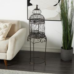 Decorative Indoor/Outdoor Wire Birdcage On Stand