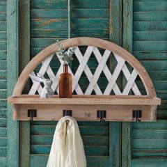 Decorative Lattice Wall Shelf With Hooks