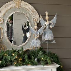 Decorative Metal Angel With Instruments Set of 2