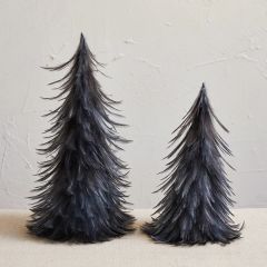 Decorative Navy Feather Tree Set of 2