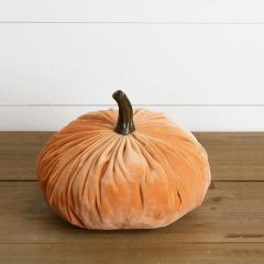 Decorative Orange Velvet Pumpkin 8 Inch