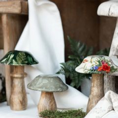 Decorative Painted Wood Mushroom Set of 3