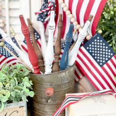 Decorative Patriotic Wood Spindle Set of 3