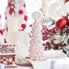 Decorative Pink Peppermint Tabletop Tree Set of 3